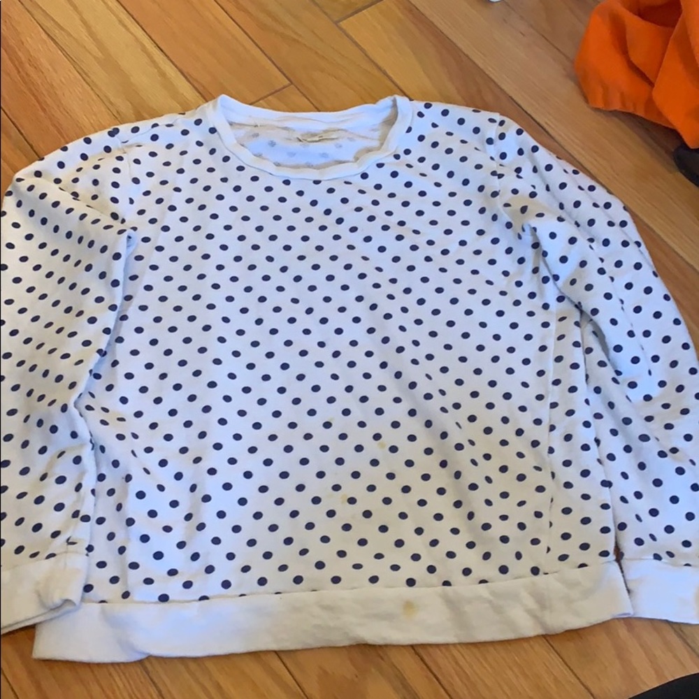 madewell white blue polka dot sweater